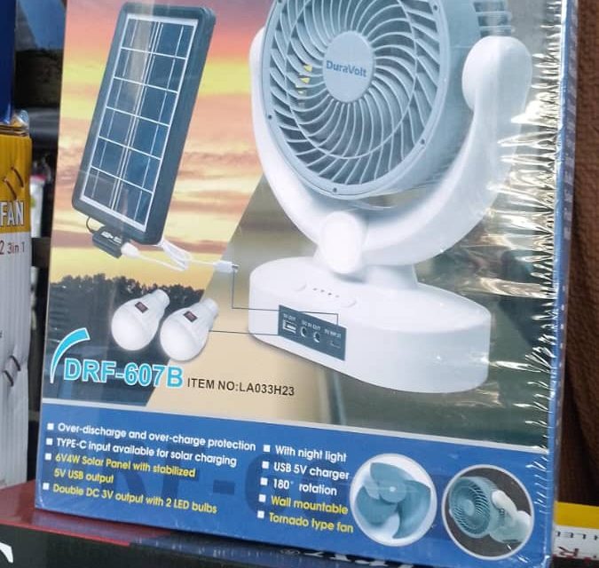 16″ 3in1 DURAVOLT RECHARGEABLE STANDING FAN WITH PANELSAlabaMarket247 - Alaba International Market Online Store