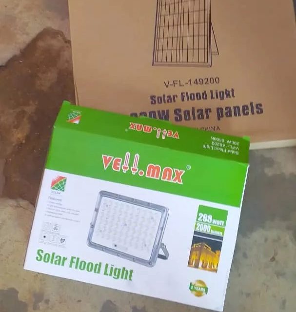 200W VellMax Solar Flood Light + PanelAlabaMarket247 - Alaba International Market Online Store