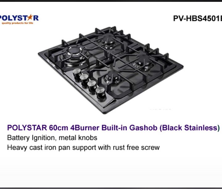 POLYSTAR 60cm 4Burner Built-in GashobAlabaMarket247 - Alaba International Market Online Store