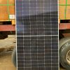 Monocrystalline half-cut solar panel with a silver aluminum frame