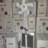 Solar rechargeable fan with solar panel and bulb
